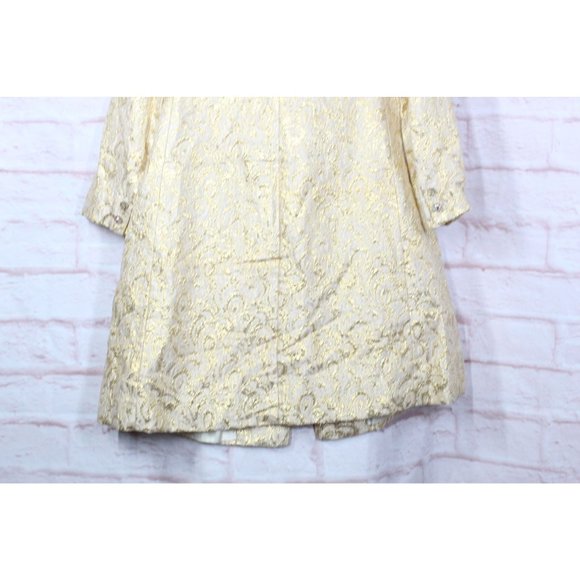 *Vintage Cotton Button Down Lined Embroidered Long Coat Size 10 - Picture 8 of 16